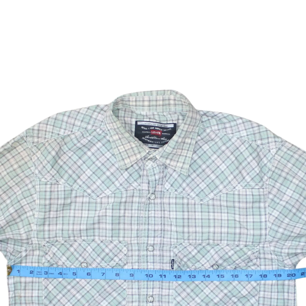 Levi's Light Green Check Shirt Men's Small Western Snap Pockets Long Sleeve Casual Top sold by Vintage Club product image thumbnail 5