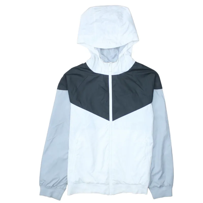 Nike White Grey Hooded Windbreaker Women’s Large Full Zip Colour Block Jacket sold by Vintage Club