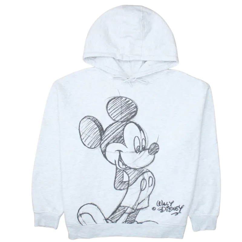 Disney Light Grey Hoodie Women’s XLarge Printed Mickey Mouse Graphic Pullover Sweatshirt sold by Vintage Club