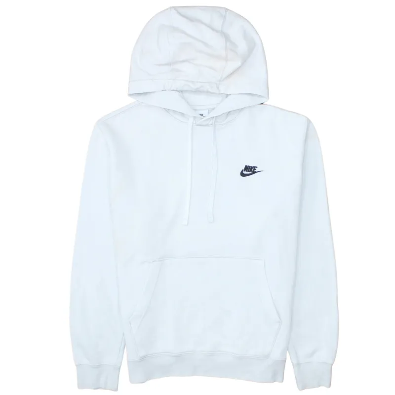 Nike White Hoodie Men's Medium Embroidered Swoosh Logo Front Pocket Pullover Sweatshirt sold by Vintage Club