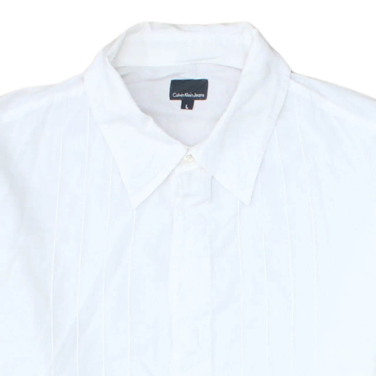 Calvin Klein White Long Sleeve Shirt Men's Large Pleated Front Smart Casual sold by Vintage Club product image thumbnail 3