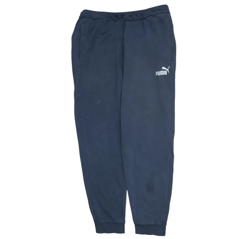 Puma Navy Blue Joggers Men's Large Elastic Waist Cuffed Hem Printed Logo Sweatpants made by Puma