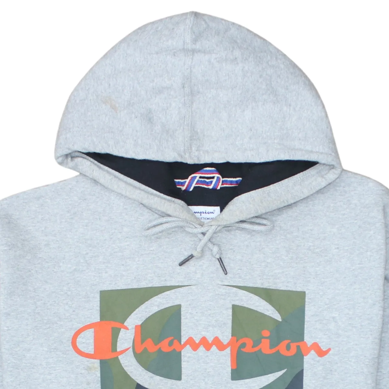 Champion Grey Hoodie Men's Large Printed Logo Front Pocket Pullover Sweatshirt sold by Vintage Club product image thumbnail 3