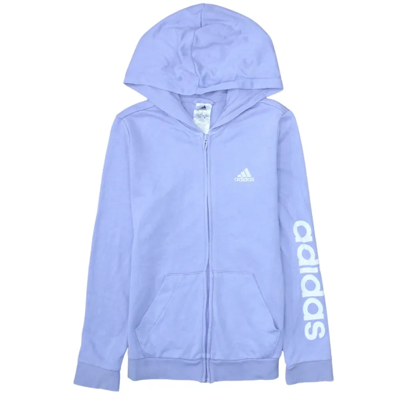 Adidas Lilac Purple Hoodie Women’s XSmall Full Zip Printed Logo Sleeve Pockets Sweatshirt made by Adidas