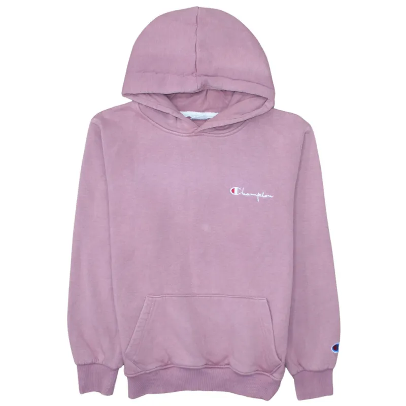 Champion Mauve Pink Hoodie Women’s XLarge Embroidered Chest Logo Fleece Pullover Sweatshirt sold by Vintage Club