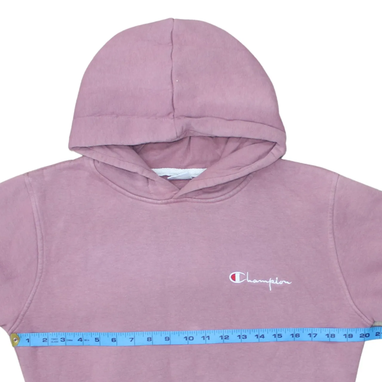 Champion Mauve Pink Hoodie Women’s XLarge Embroidered Chest Logo Fleece Pullover Sweatshirt sold by Vintage Club product image thumbnail 5