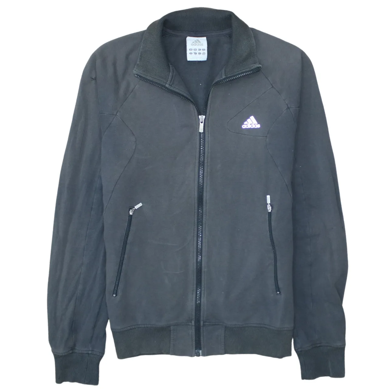 Adidas Dark Grey Jacket Men's Small Full Zip Embroidered Logo Zip Pockets Track Top sold by Vintage Club