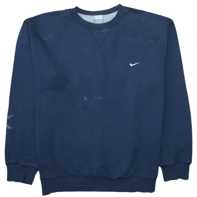 Nike Navy Blue Sweatshirt Men's XXLarge Embroidered Swoosh Crewneck Pullover Fleece Top sold by Vintage Club