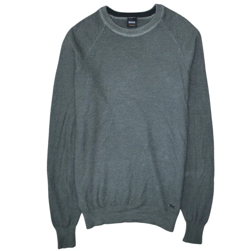 Hugo Boss Grey Knit Jumper Women’s XXL Crewneck Ribbed Hem Long Sleeve Sweater sold by Vintage Club