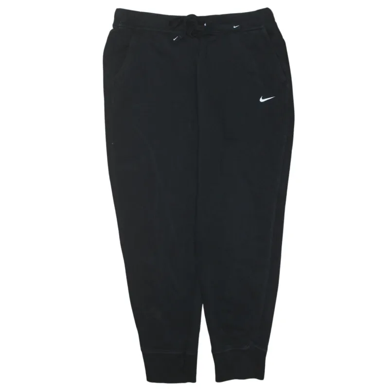 Nike Black Joggers Sweatpants Men’s Medium Embroidered Swoosh Cuffed Hem Drawstring Waist made by Nike