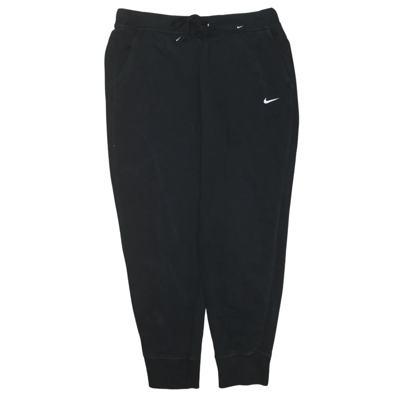 Nike Black Joggers Sweatpants Men’s Medium Embroidered Swoosh Cuffed Hem Drawstring Waist sold by Vintage Club