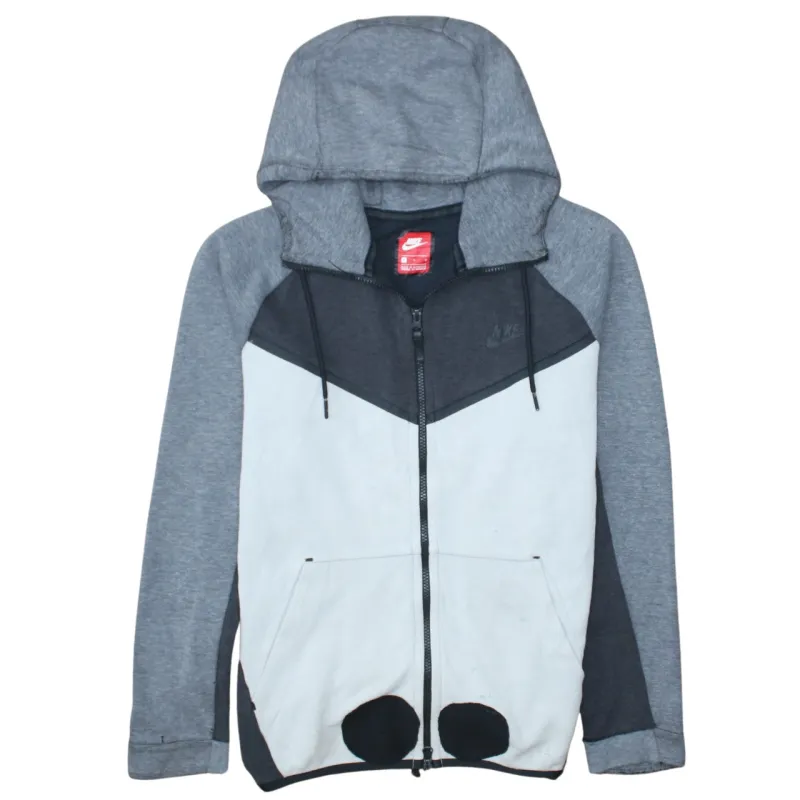 Nike Grey Colour Block Hoodie Men's Medium Full Zip Drawstring Hood Split Pocket Sweatshirt made by Nike