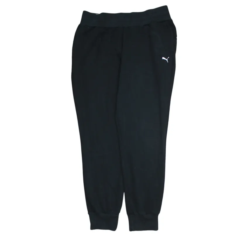 Puma Black Joggers Women’s Large Elasticated Waist Cuffed Hem Small Printed Logo Sweatpants made by Puma