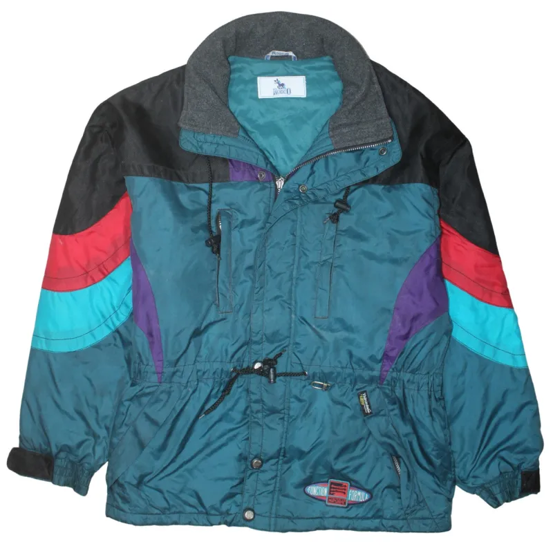 Rodeo Teal Colourblock Windbreaker Jacket Men's Large Drawstring Waist Zip Pockets Outerwear sold by Vintage Club