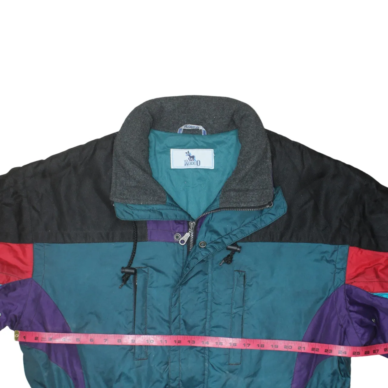 Rodeo Teal Colourblock Windbreaker Jacket Men's Large Drawstring Waist Zip Pockets Outerwear sold by Vintage Club product image thumbnail 5