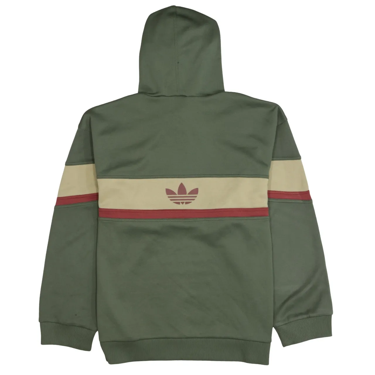 Adidas Olive Green Hoodie Men's Small Trefoil Printed Logo Colour Block Pullover Sweatshirt sold by Vintage Club product image thumbnail 2