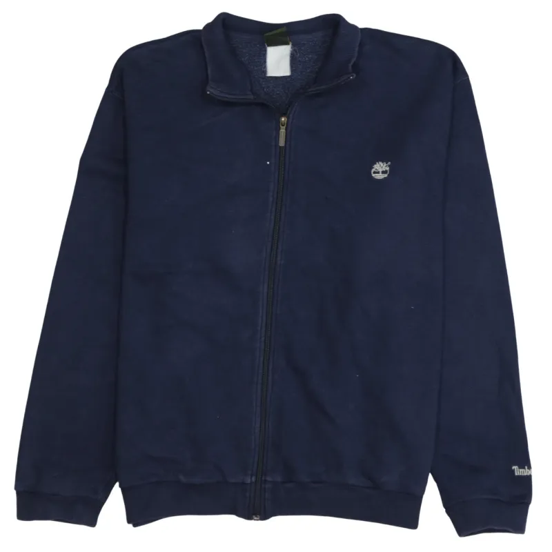 Timberland Navy Blue Full Zip Sweatshirt Men's XLarge Embroidered Logos Ribbed Hem Jacket Top made by Timberland