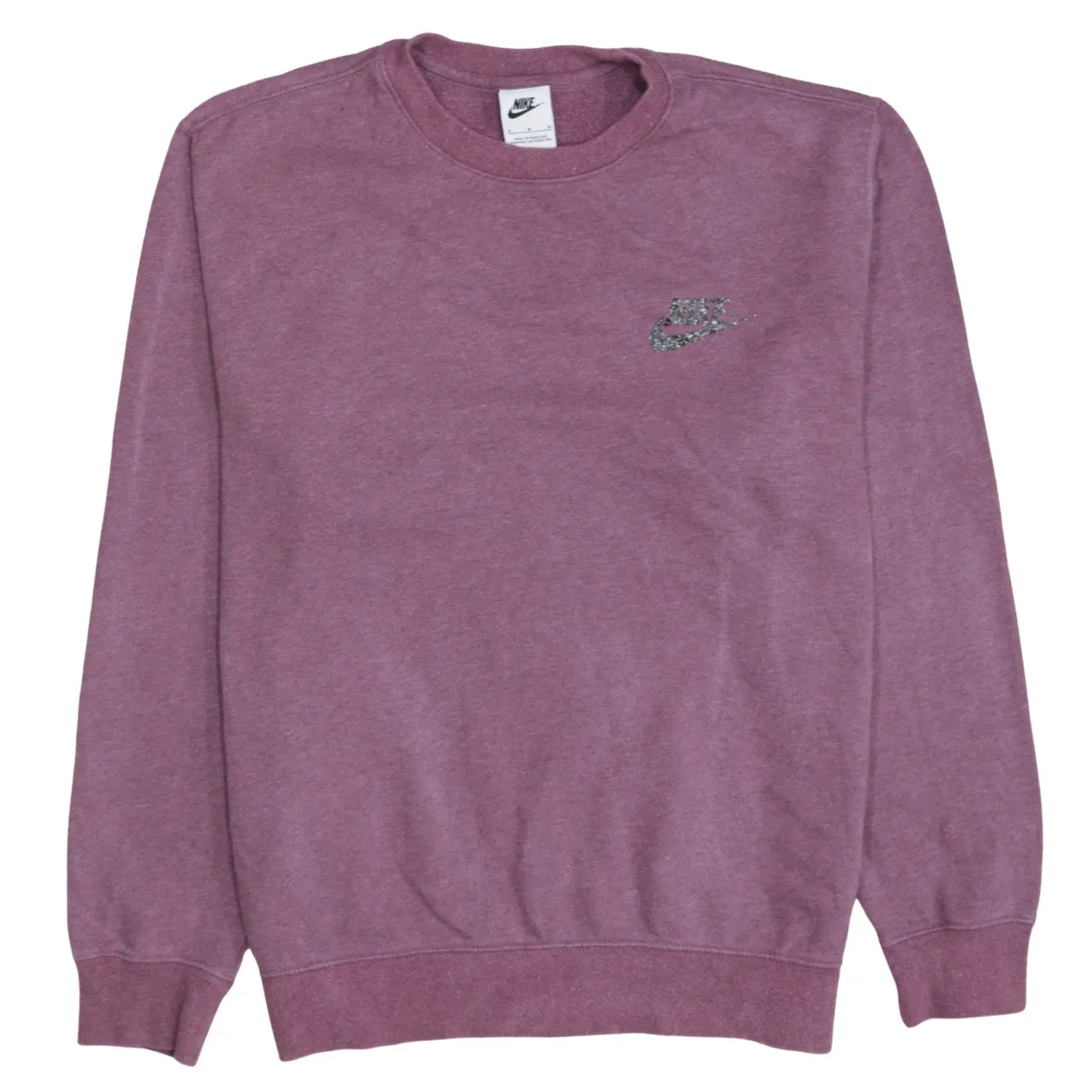 Nike Mauve Pink Sweatshirt Men's Medium Printed Glitter Logo Crewneck Pullover Top sold by Vintage Club