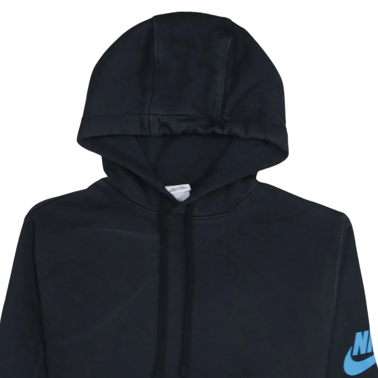 Nike Black Hoodie Men's Large Blue Printed Logo Sleeve Text Pullover Sweatshirt sold by Vintage Club product image thumbnail 3