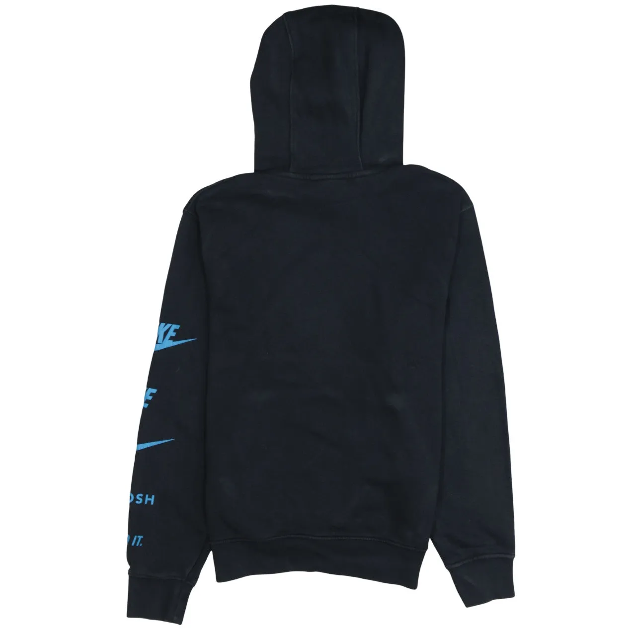 Nike Black Hoodie Men's Large Blue Printed Logo Sleeve Text Pullover Sweatshirt sold by Vintage Club product image thumbnail 2