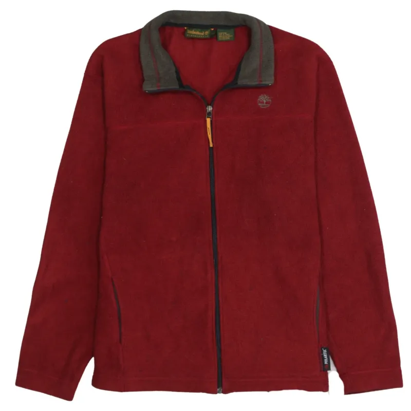 Timberland 90's Lightweight Full Zip Up Sweatshirt Large Burgundy Red made by Timberland