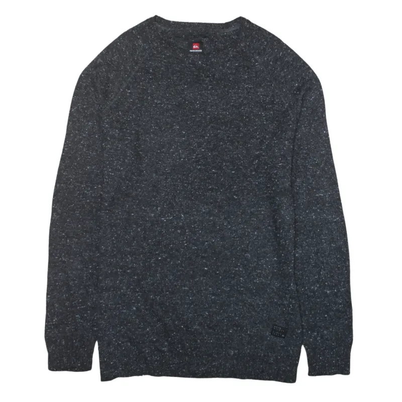 Quiksilver Dark Grey Marl Jumper Men's Large Crewneck Knit Pullover Sweater Top sold by Vintage Club