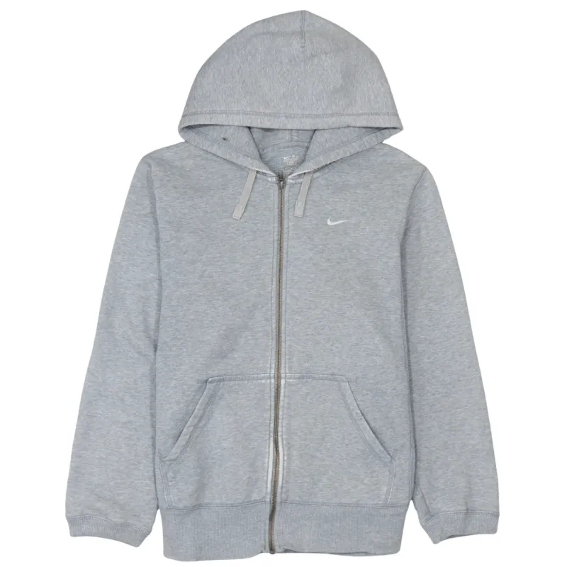 Nike Grey Zip Hoodie Men's Medium Embroidered Swoosh Split Pocket Fleece Sweatshirt sold by Vintage Club