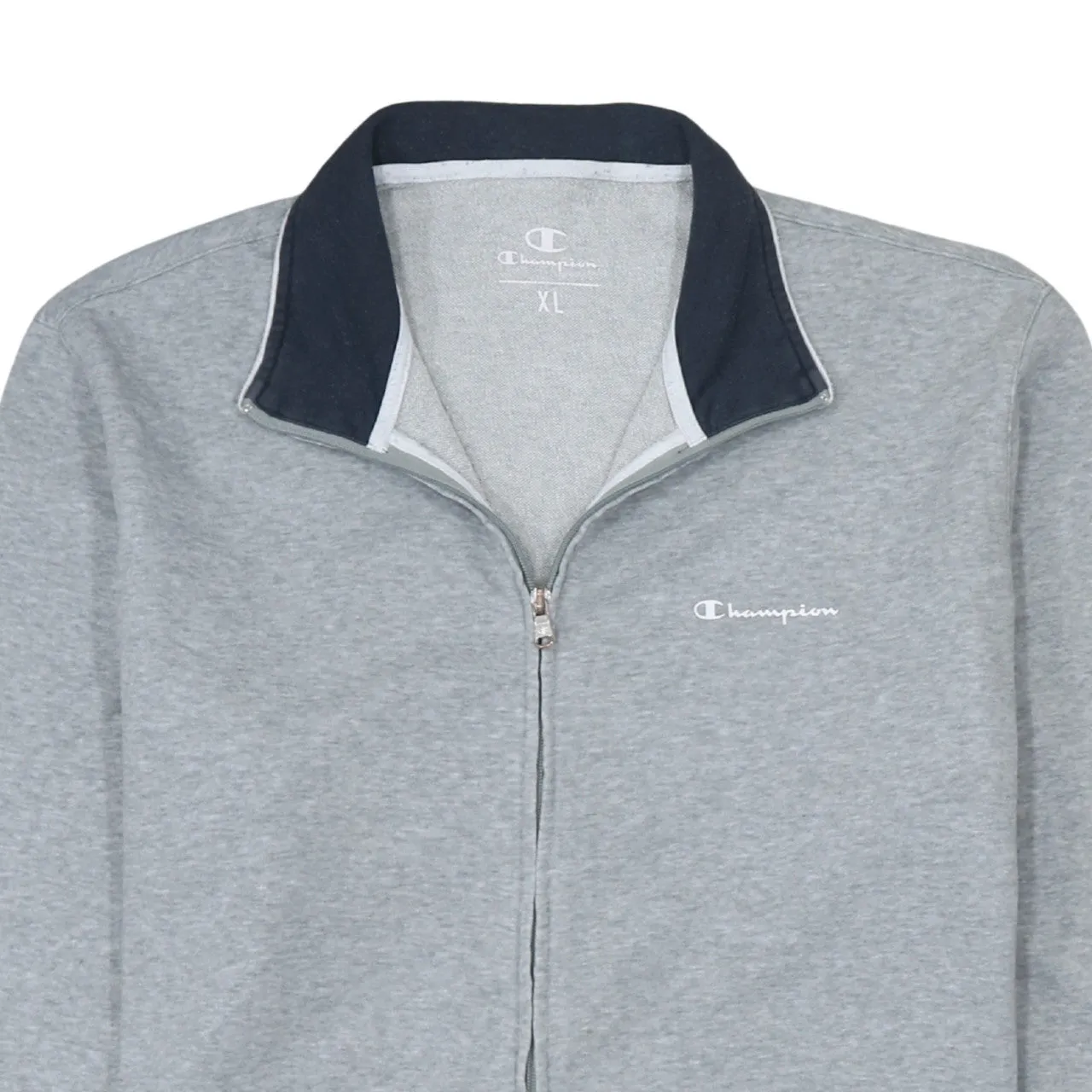 Champion Grey Full Zip Sweatshirt Men’s XLarge Embroidered Chest Logo Contrast Collar Jacket sold by Vintage Club product image thumbnail 3