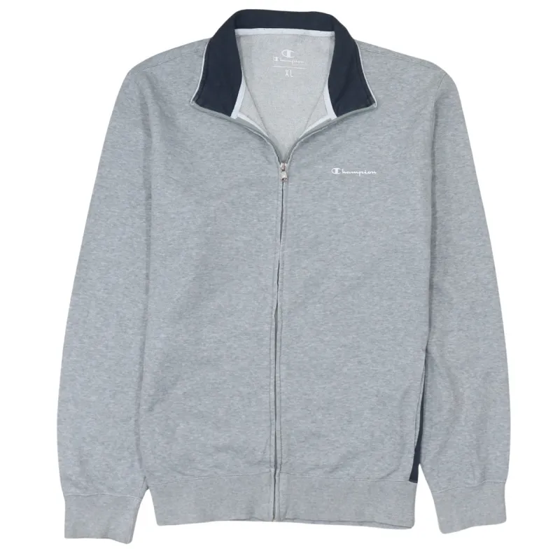 Champion Grey Full Zip Sweatshirt Men’s XLarge Embroidered Chest Logo Contrast Collar Jacket made by Vintage Club