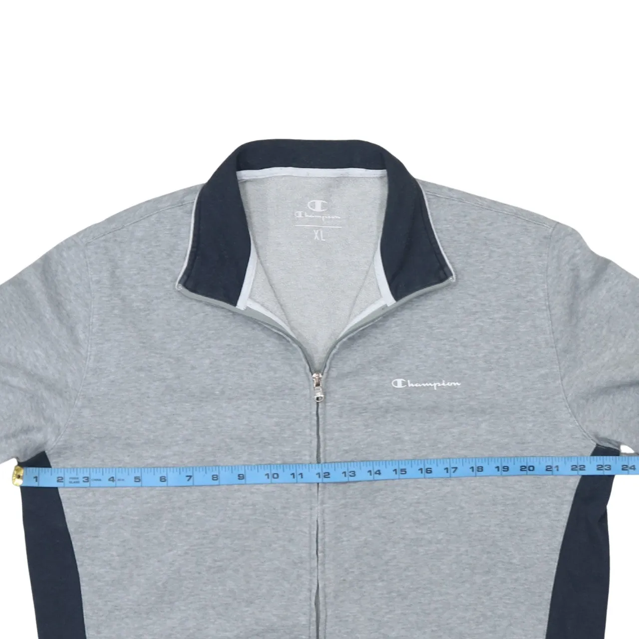 Champion Grey Full Zip Sweatshirt Men’s XLarge Embroidered Chest Logo Contrast Collar Jacket sold by Vintage Club product image thumbnail 5