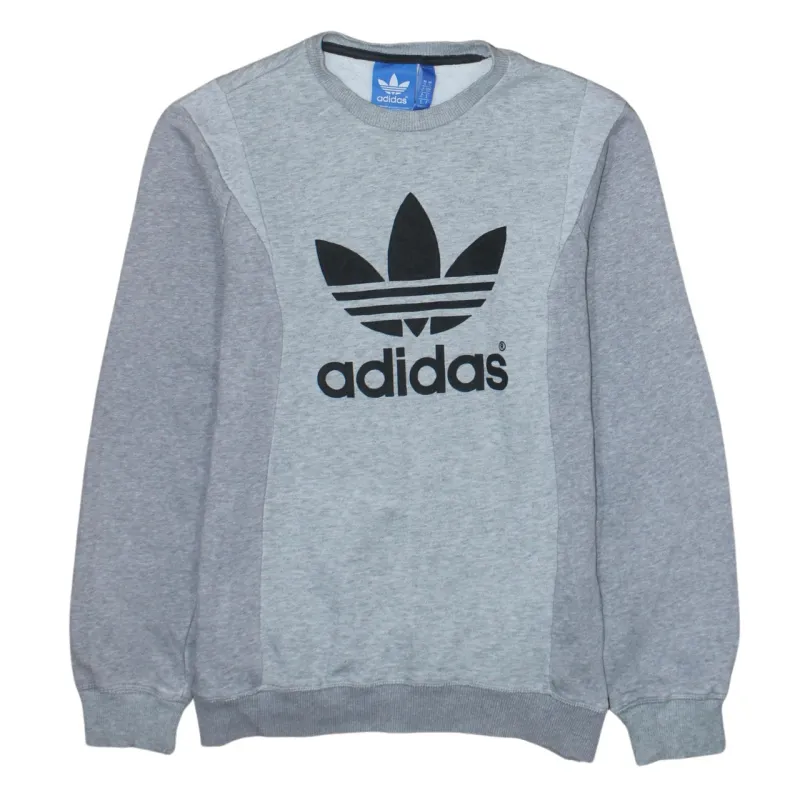 Adidas Grey Sweatshirt Men's Small Trefoil Printed Logo Crewneck Pullover Jumper sold by Vintage Club