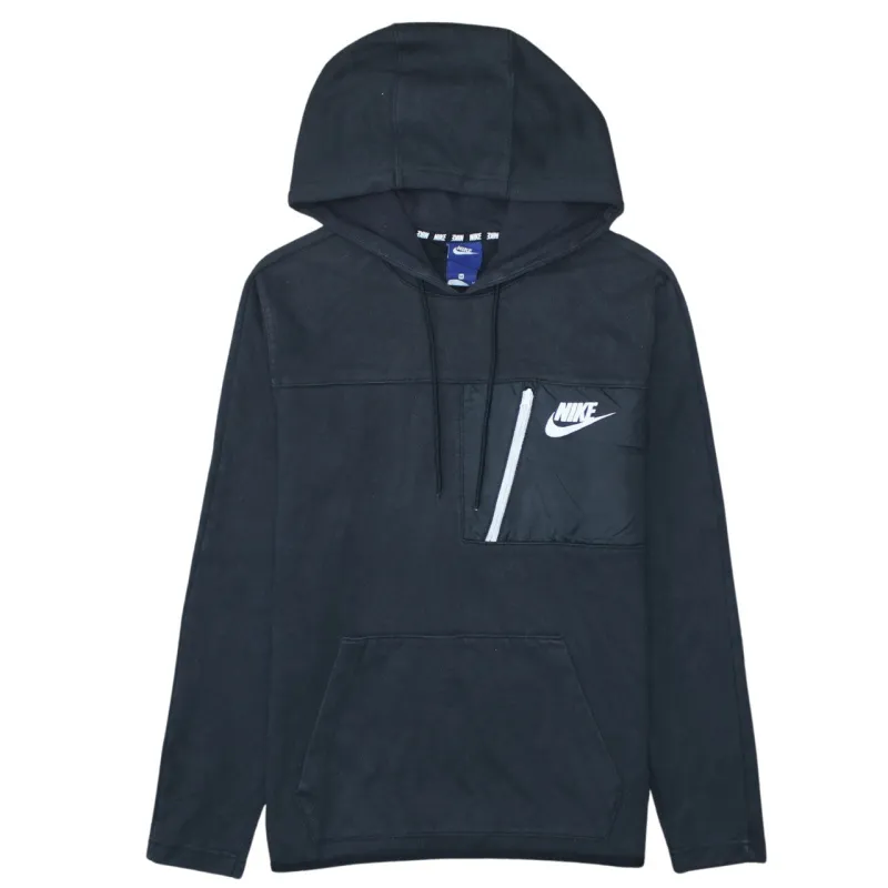 Nike Black Hoodie Men's Medium Chest Zip Pocket Printed Logo Pullover Sweatshirt made by Nike