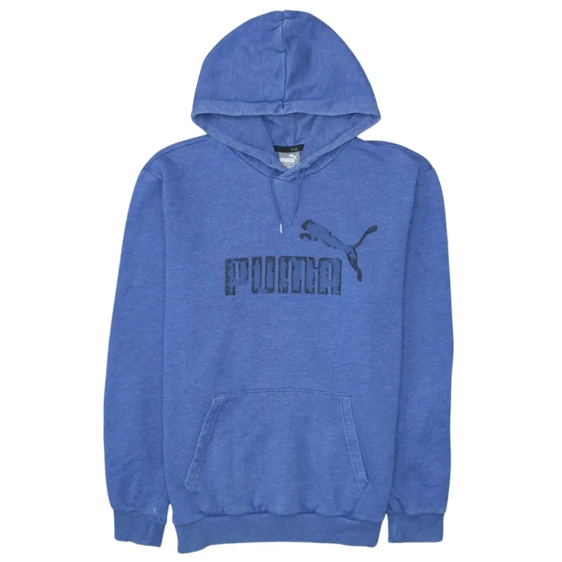 Puma Blue Hoodie Men's Large Printed Logo Drawstring Hood Front Pocket Sweatshirt sold by Vintage Club