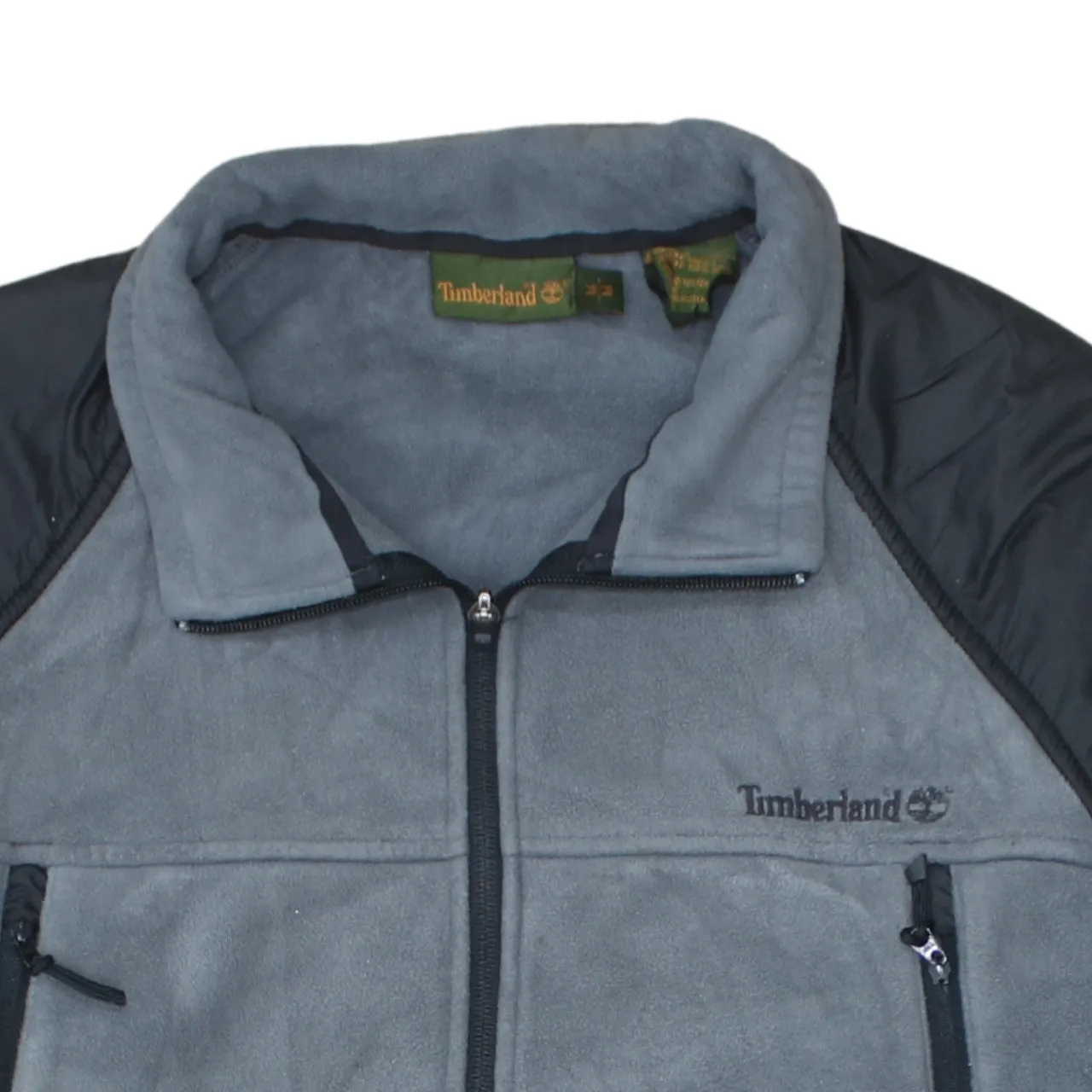 Timberland Grey Fleece Jacket Men's Medium Embroidered Chest Logo Zip Pockets Outerwear sold by Vintage Club product image thumbnail 3
