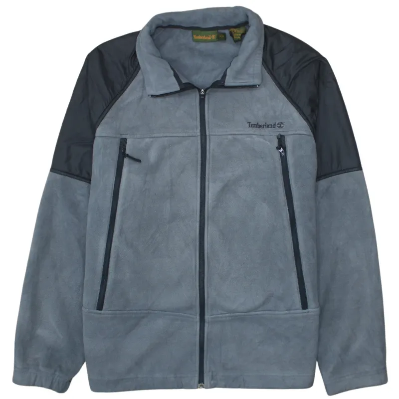 Timberland Grey Fleece Jacket Men's Medium Embroidered Chest Logo Zip Pockets Outerwear made by Timberland