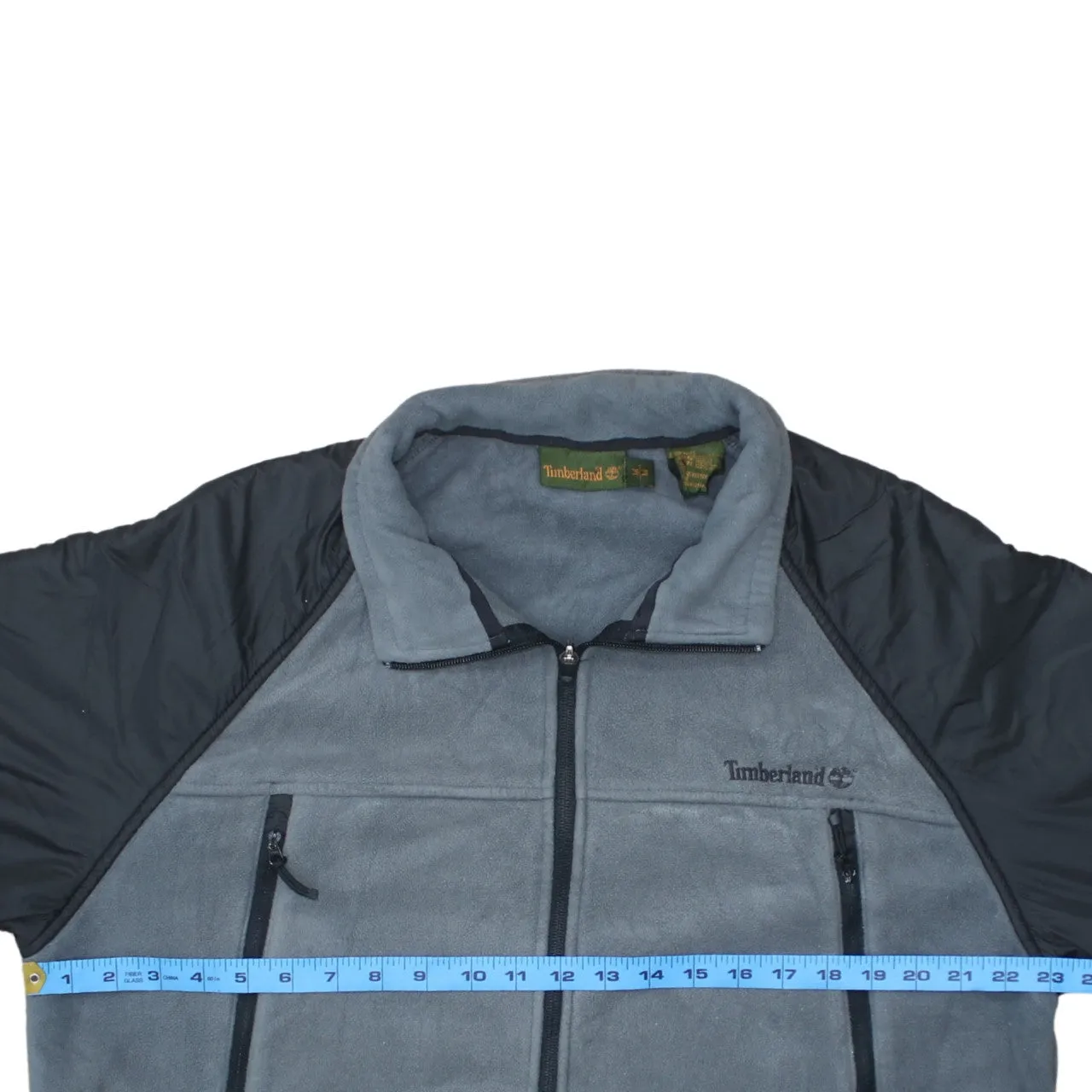Timberland Grey Fleece Jacket Men's Medium Embroidered Chest Logo Zip Pockets Outerwear sold by Vintage Club product image thumbnail 5