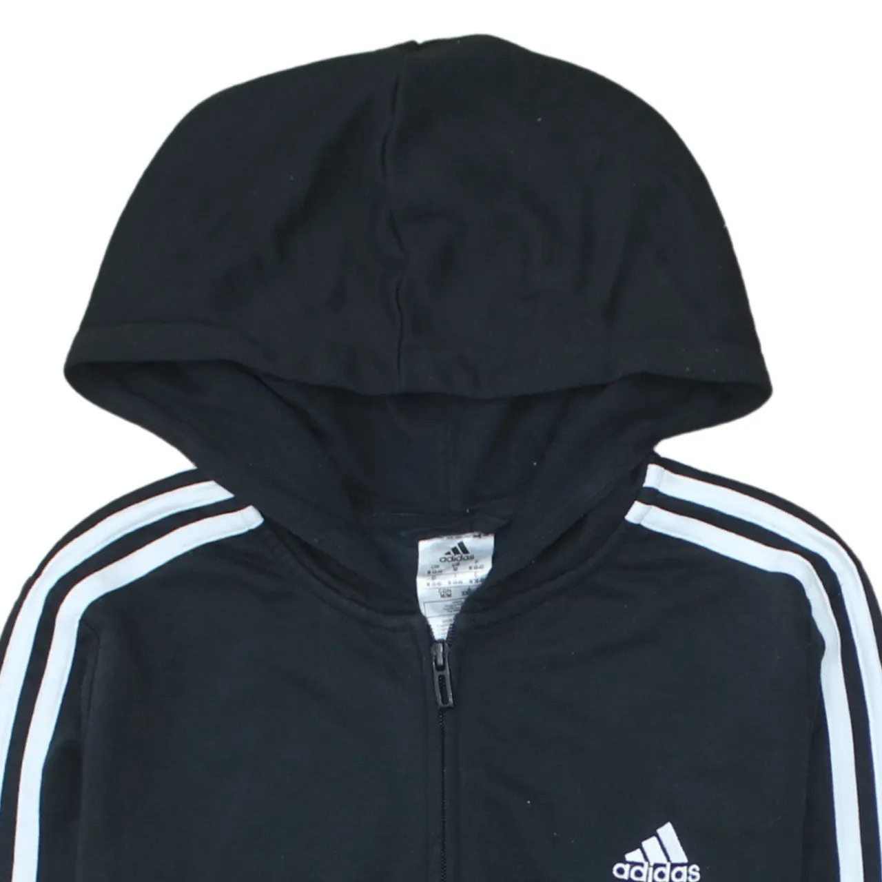 Adidas Black Full Zip Hoodie Men's Medium Three Stripe Sleeves Embroidered Logo Top sold by Vintage Club product image thumbnail 3