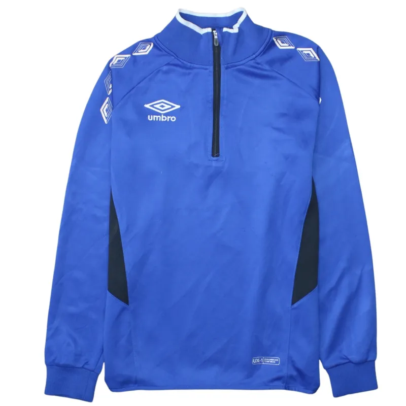 Umbro Royal Blue Quarter Zip Sweatshirt Men's Medium Embroidered Logos Training Top Pullover made by Umbro