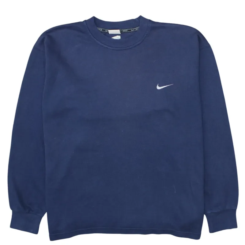 Nike Navy Blue Sweatshirt Men's XLarge Embroidered Swoosh Logo Crewneck Pullover Top sold by Vintage Club