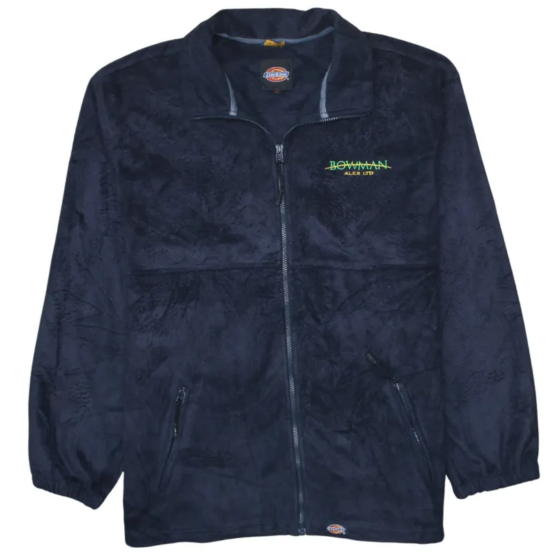 Dickies Navy Blue Fleece Jacket Men's XLarge Embroidered Chest Logo Zip Pockets Full Zip made by Dickies