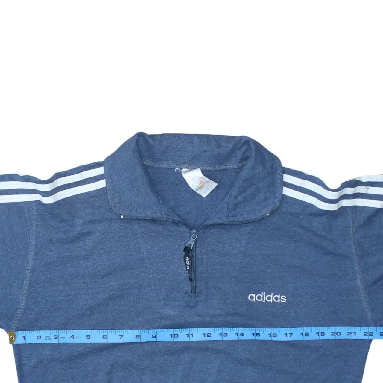 Adidas Blue Quarter Zip Sweatshirt Men's XSmall Embroidered Logo Three Stripe Sleeves Pullover Top sold by Vintage Club product image thumbnail 5