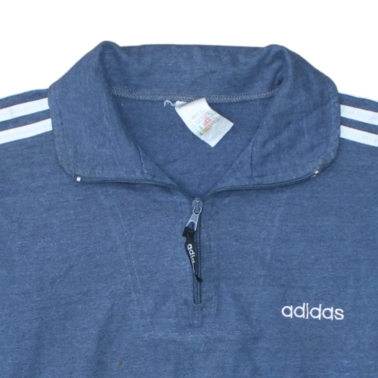 Adidas Blue Quarter Zip Sweatshirt Men's XSmall Embroidered Logo Three Stripe Sleeves Pullover Top sold by Vintage Club product image thumbnail 3