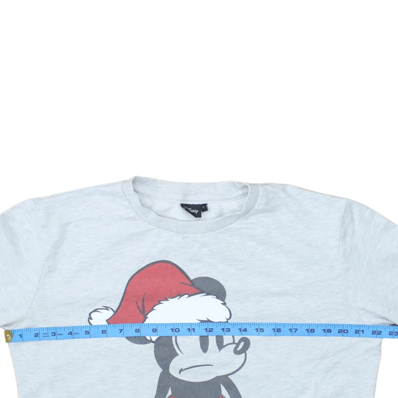 Disney Light Grey Sweatshirt Men's Large Printed Mickey Mouse Santa Graphic Pullover Top sold by Vintage Club product image thumbnail 5