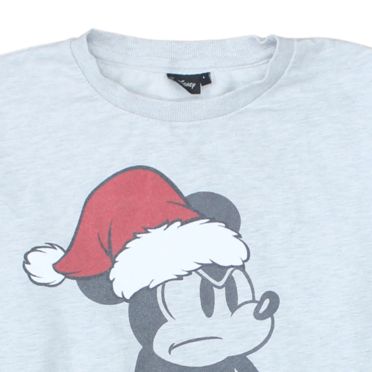 Disney Light Grey Sweatshirt Men's Large Printed Mickey Mouse Santa Graphic Pullover Top sold by Vintage Club product image thumbnail 3