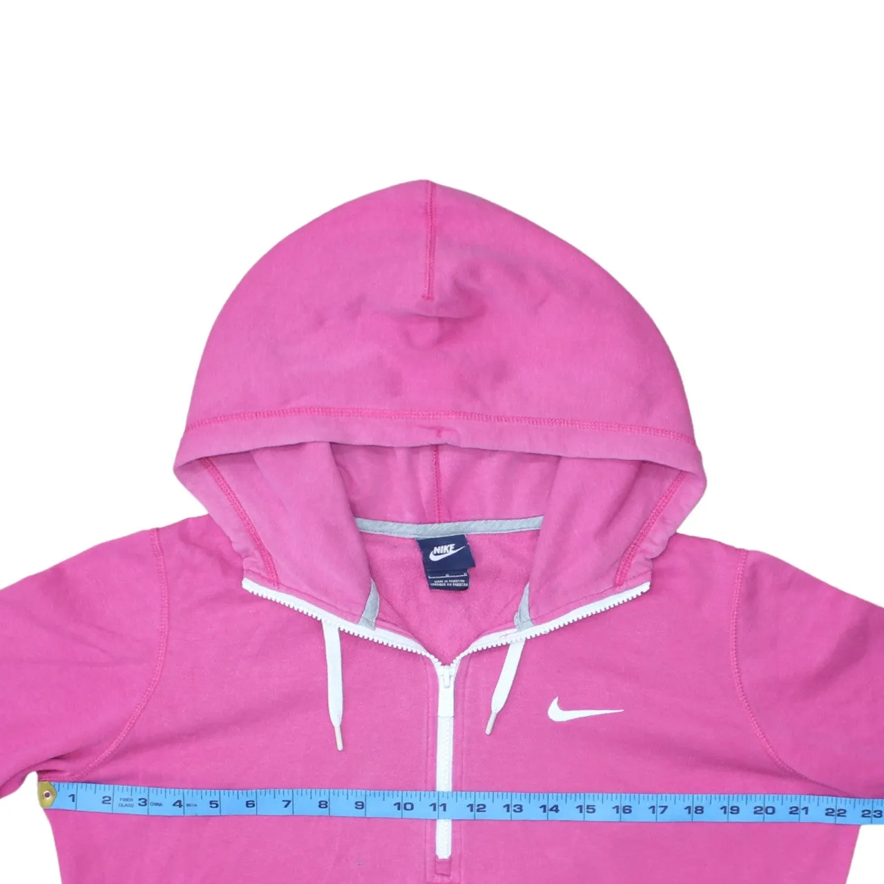 Nike Pink Hoodie Women’s Large Quarter Zip Printed Swoosh Front Pocket Pullover Sweatshirt sold by Vintage Club product image thumbnail 5
