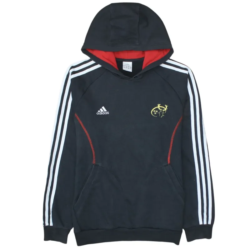 Adidas Black Hoodie Men's Small Embroidered Logos Three Stripe Sleeves Pullover Sweatshirt sold by Vintage Club