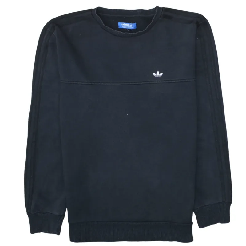 Adidas Black Sweatshirt Men's Medium Trefoil Logo Three Stripe Sleeves Pullover Top sold by Vintage Club