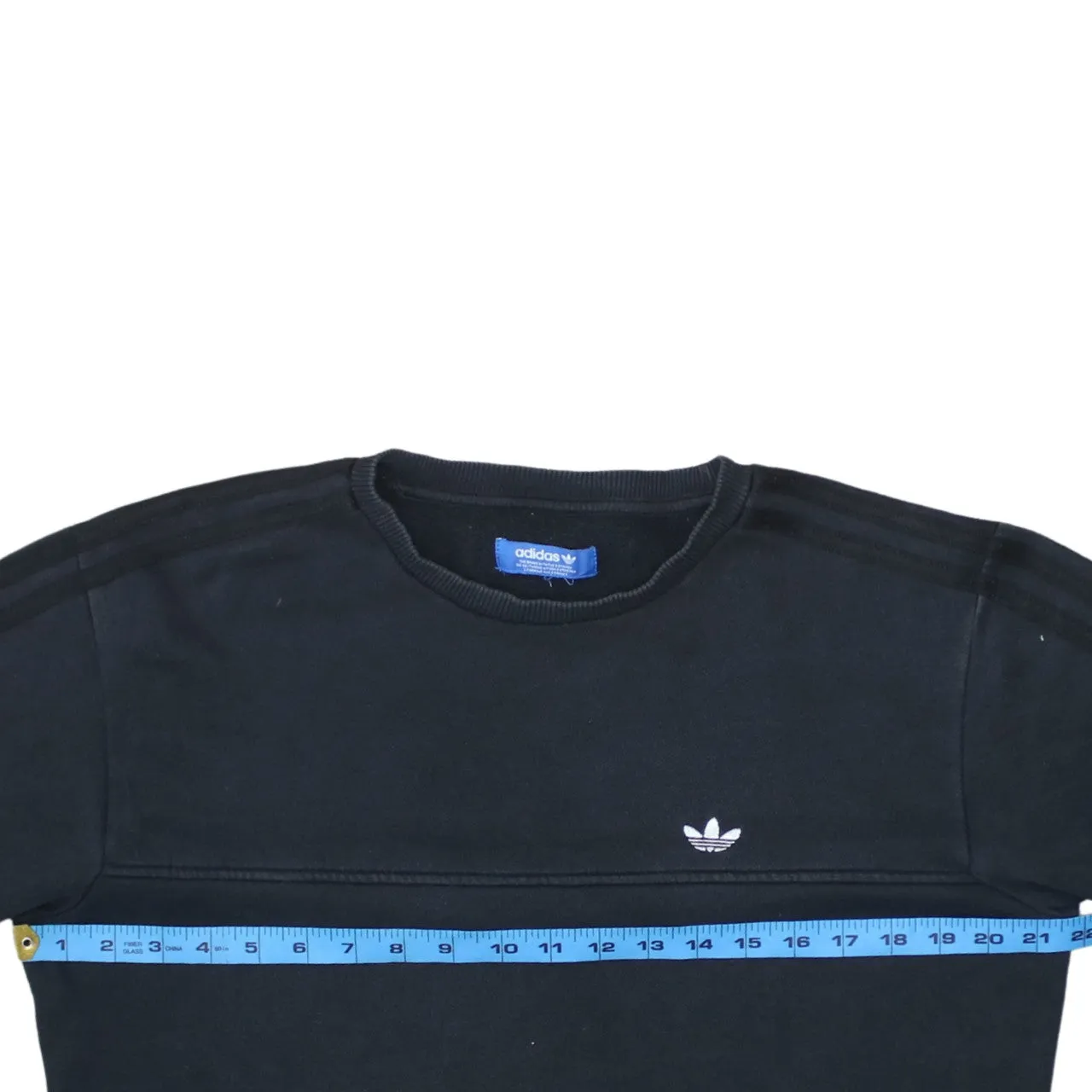 Adidas Black Sweatshirt Men's Medium Trefoil Logo Three Stripe Sleeves Pullover Top sold by Vintage Club product image thumbnail 5