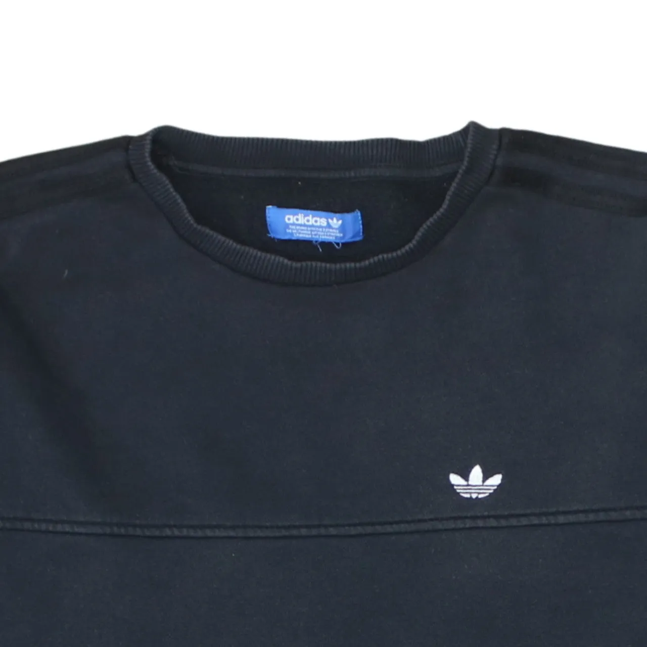 Adidas Black Sweatshirt Men's Medium Trefoil Logo Three Stripe Sleeves Pullover Top sold by Vintage Club product image thumbnail 3
