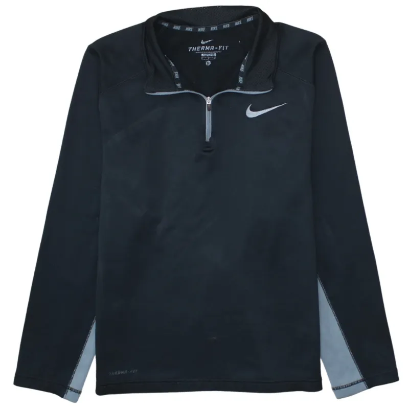 Nike Black Therma-Fit Sweatshirt Men’s Small Quarter Zip Printed Swoosh Running Top made by Nike